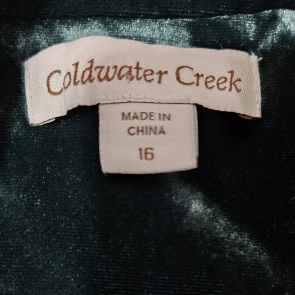 Coldwater Creek Green Velvet Two Button Blazer Holidays Festive Party - Picture 6 of 11